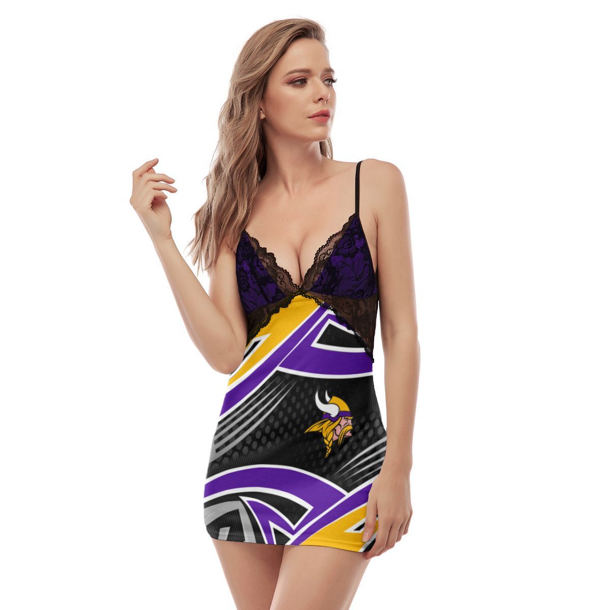 Minnesota Vikings Lace Back Strap Slip Dress 304