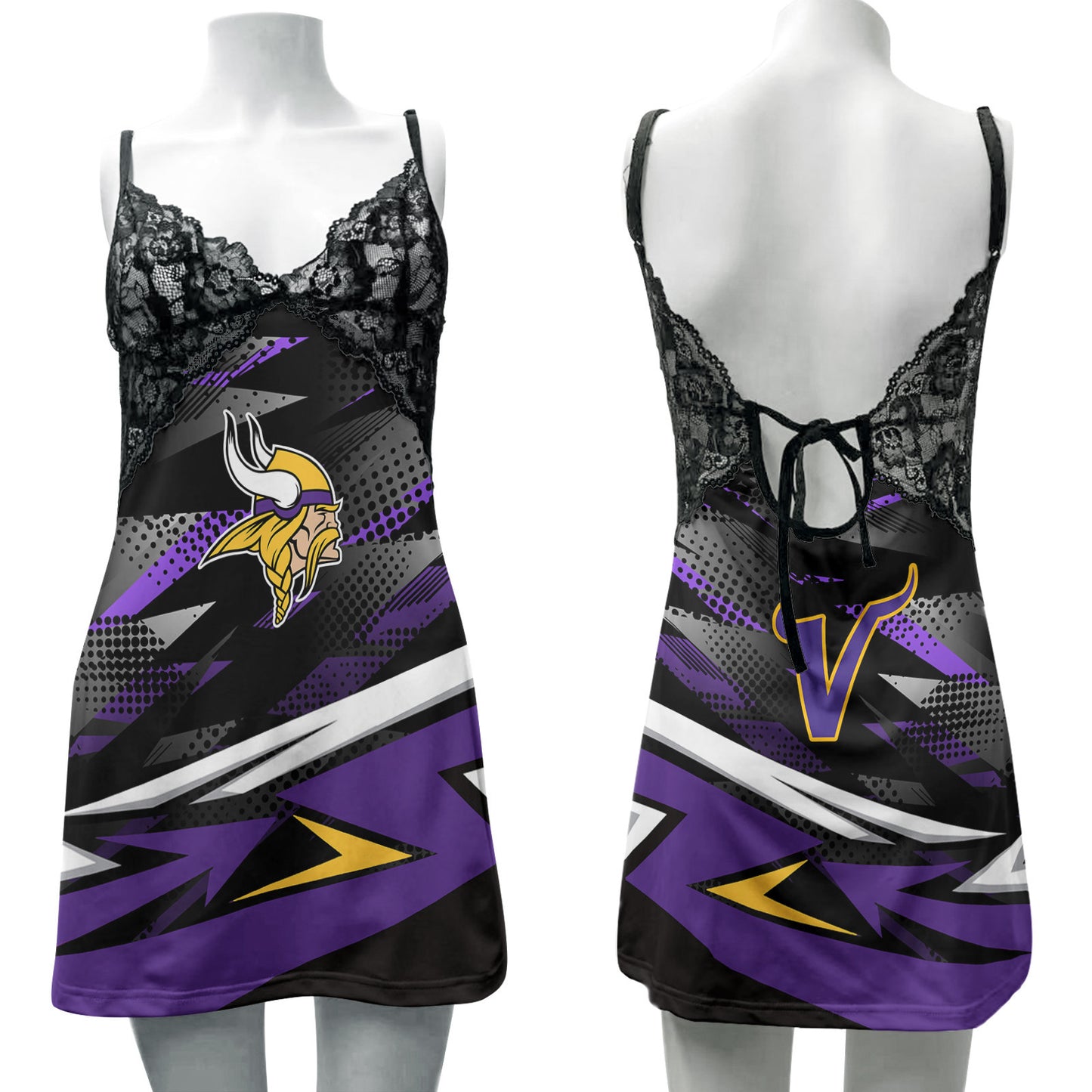 Minnesota Vikings Lace Back Strap Slip Dress 459