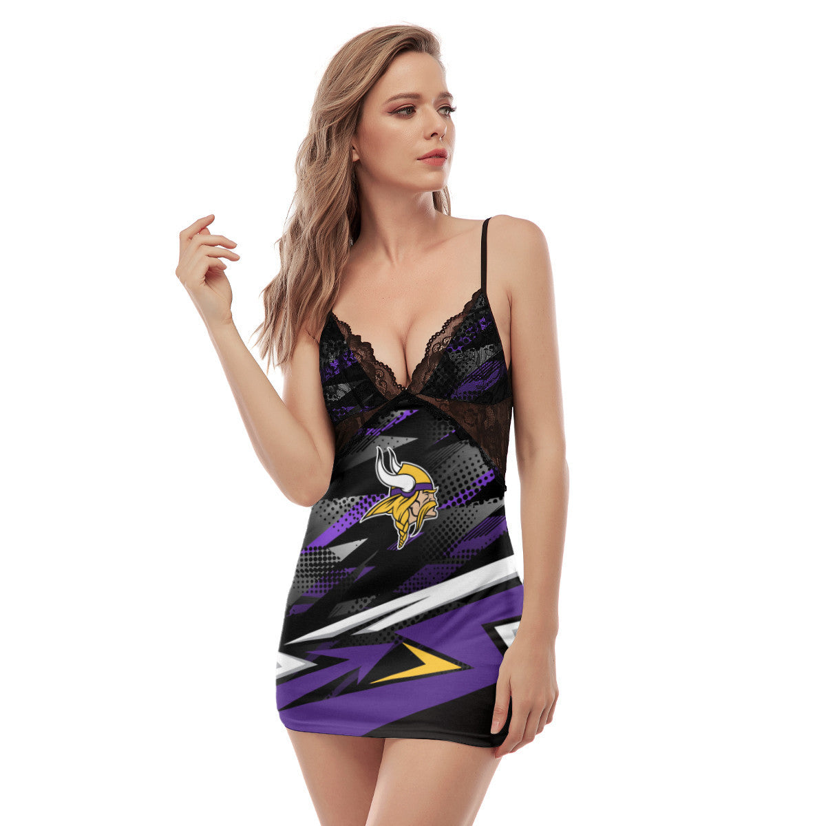 Minnesota Vikings Lace Back Strap Slip Dress 459