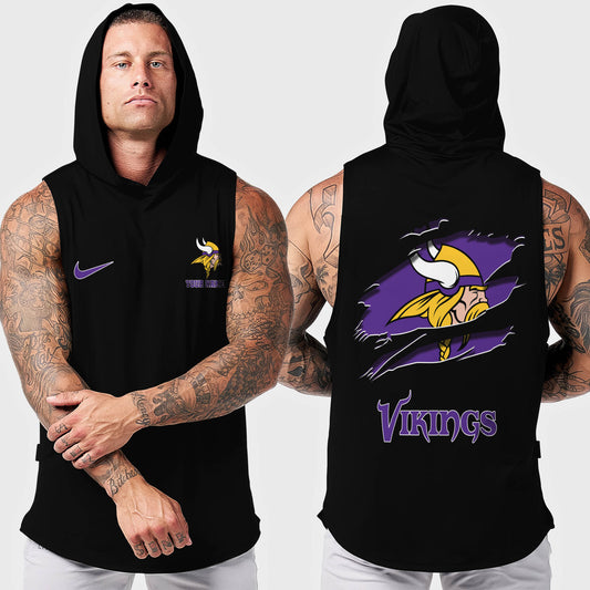Minnesota Vikings Men Workout Hooded Tank Top AZMGSH021