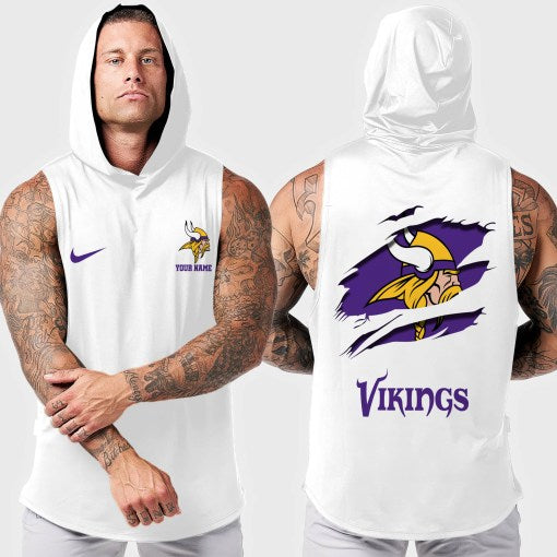 Minnesota Vikings Men Workout Hooded Tank Top AZMGSH021