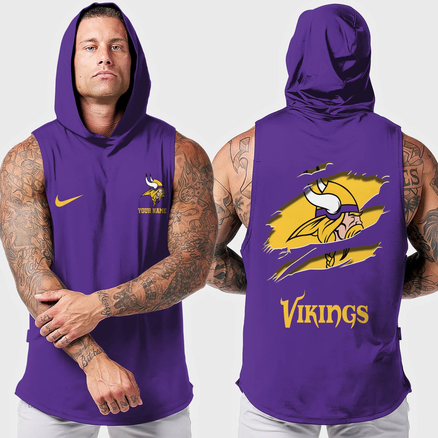 Minnesota Vikings Men Workout Hooded Tank Top AZMGSH021