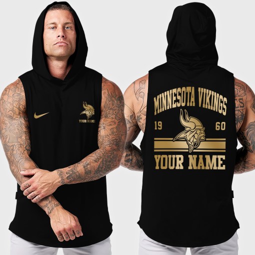 Minnesota Vikings Men Workout Hooded Tank Top AZMGSH053