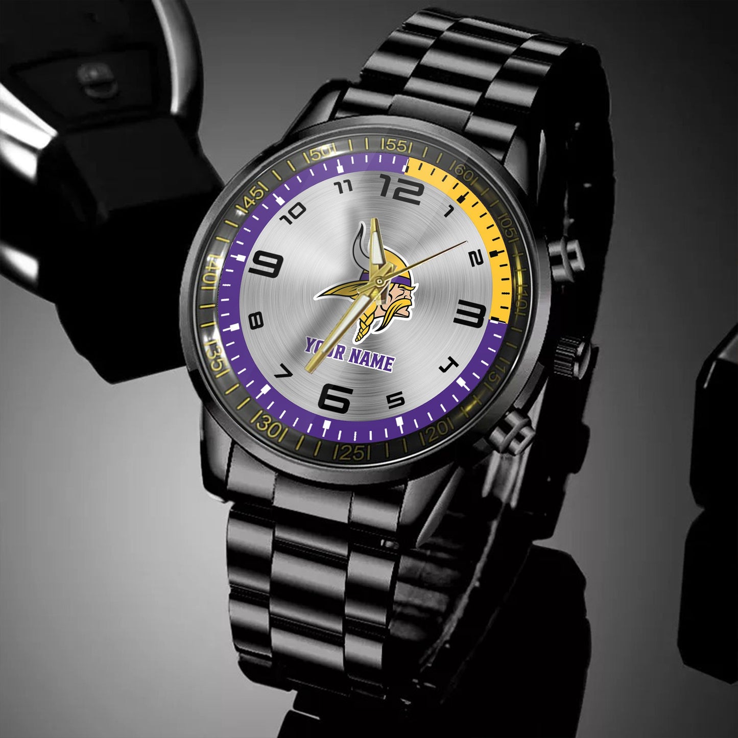 Minnesota Vikings Black Fashion Watch Gifts For Sport Fans AZWATCH021