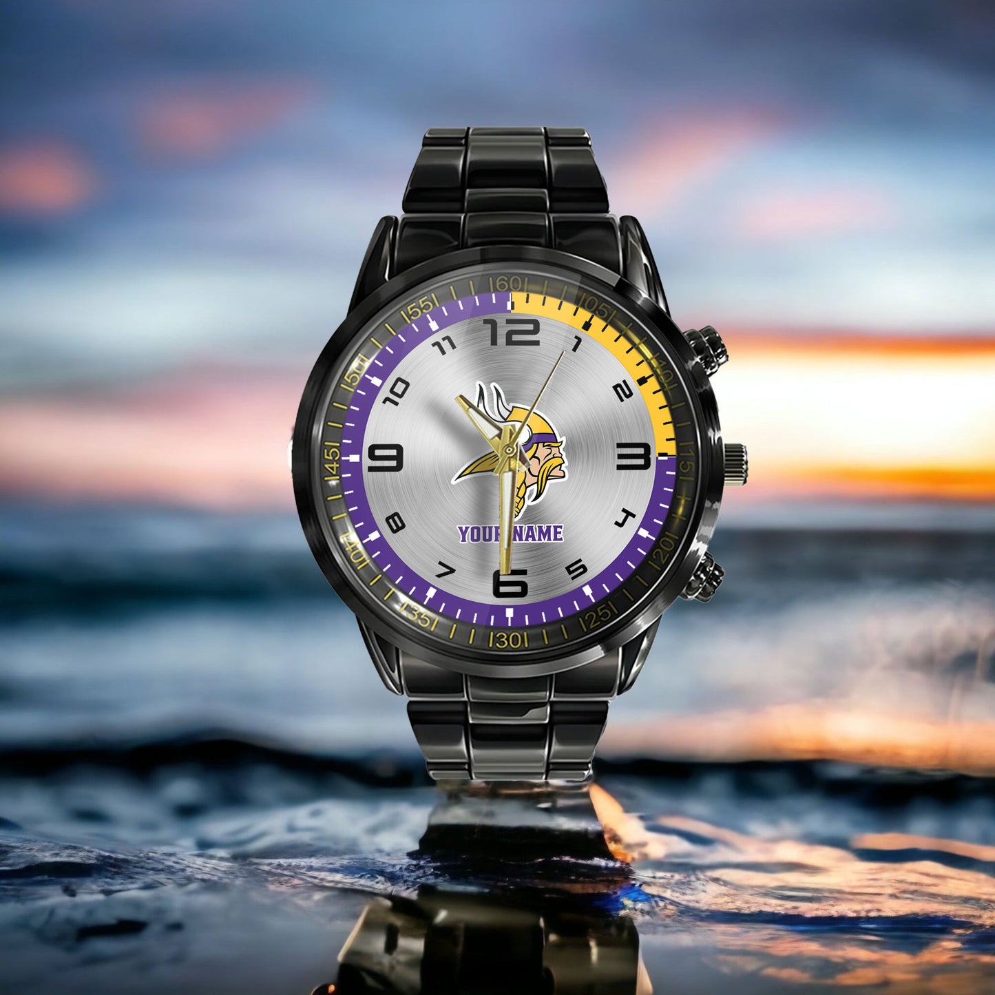 Minnesota Vikings Black Fashion Watch Gifts For Sport Fans AZWATCH021