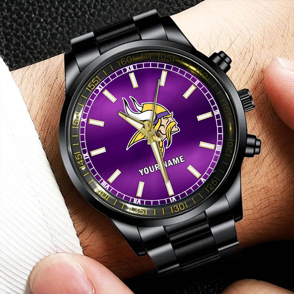 Minnesota Vikings Black Fashion Watch Gifts For Sport Fans AZWATCH047