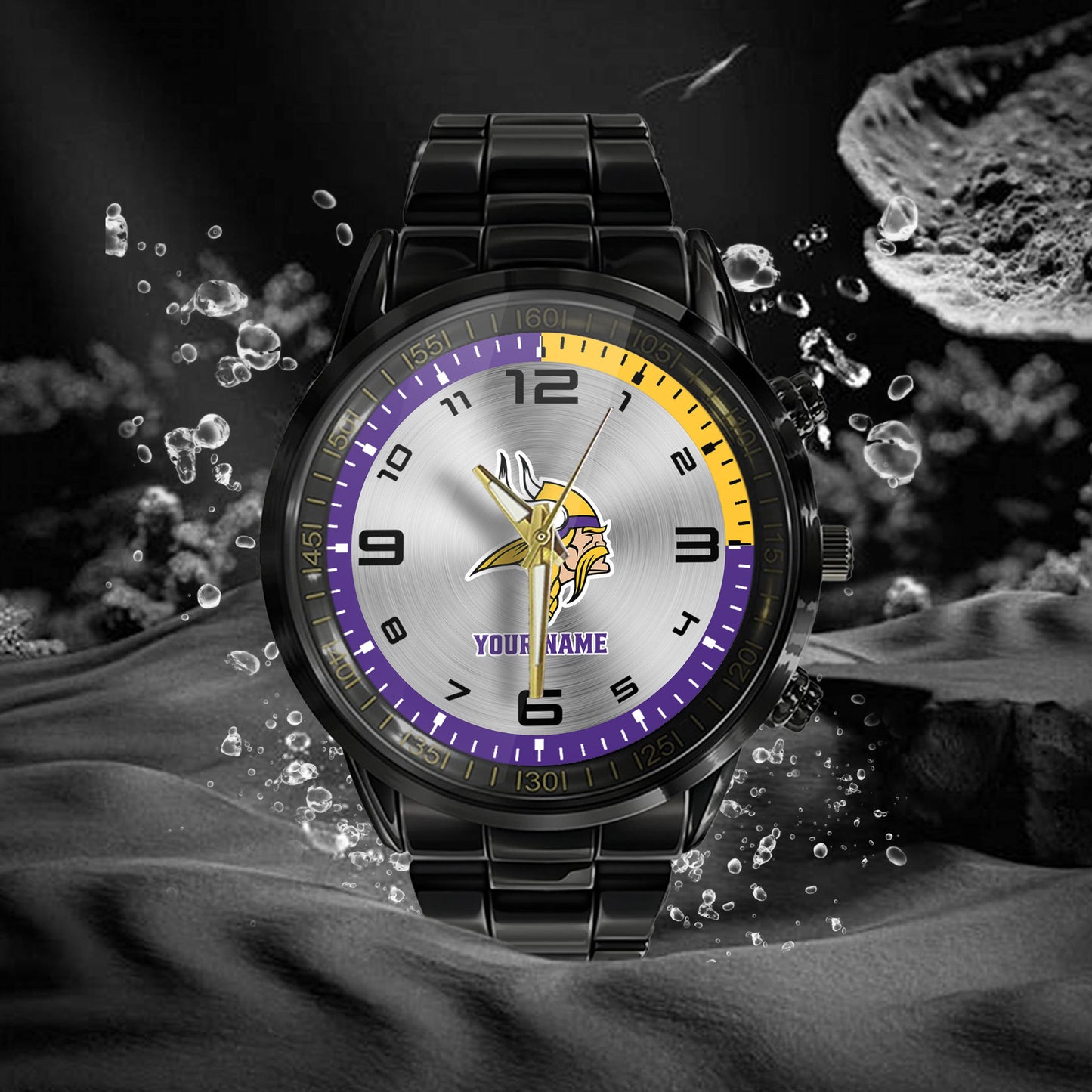 Minnesota Vikings Black Fashion Watch Gifts For Sport Fans AZWATCH021