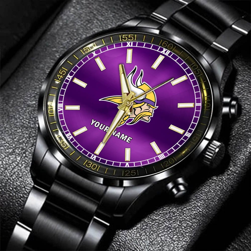 Minnesota Vikings Black Fashion Watch Gifts For Sport Fans AZWATCH047