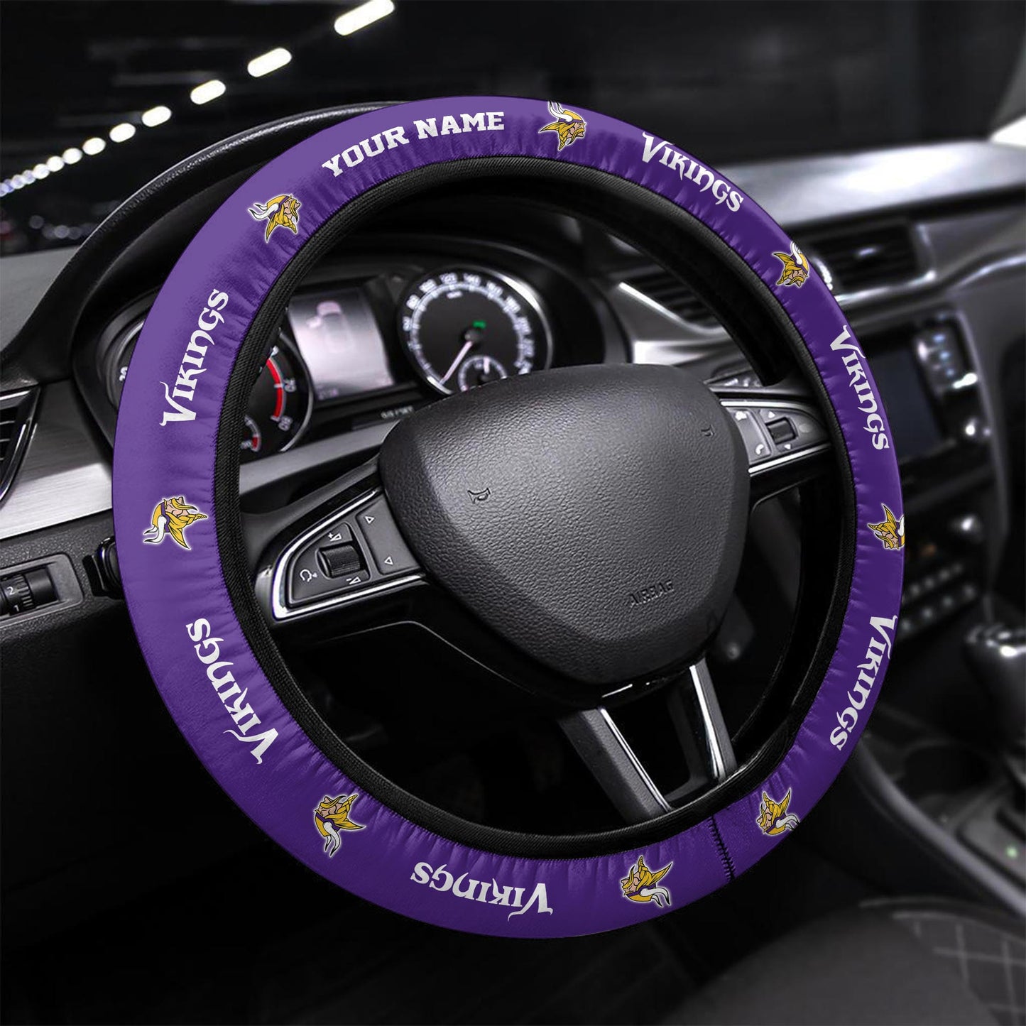 Minnesota Vikings Personalized 3D Steering Wheel Cover 84