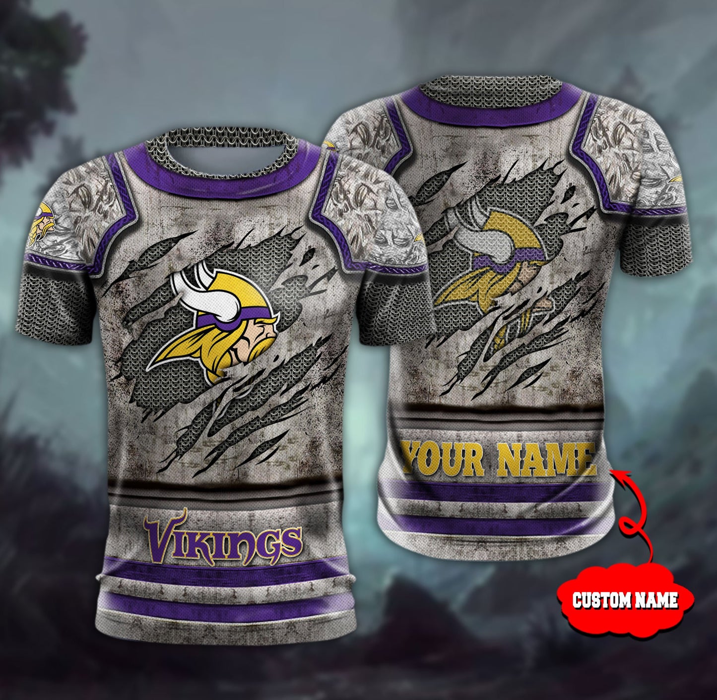 Minnesota Vikings Personalized All Over Printed 612