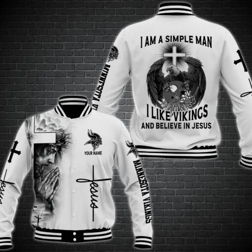 Minnesota Vikings Personalized Baseball Jacket 47