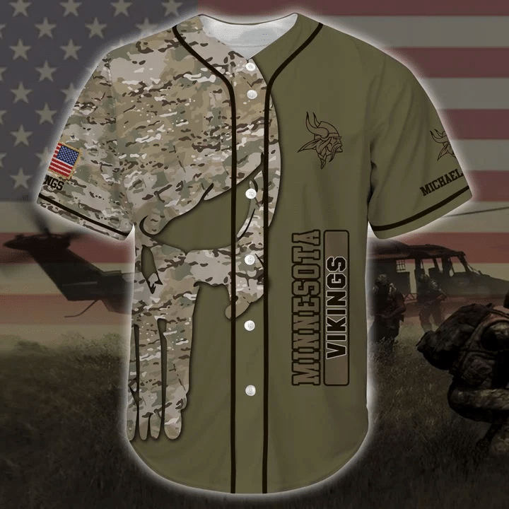 Minnesota Vikings Personalized Baseball Jersey BG127
