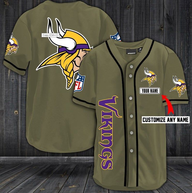 Minnesota Vikings Personalized Baseball Jersey Shirt 73