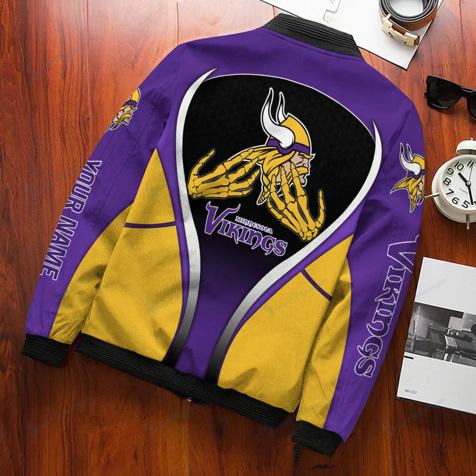 Minnesota Vikings Personalized Bomber Jacket BG392
