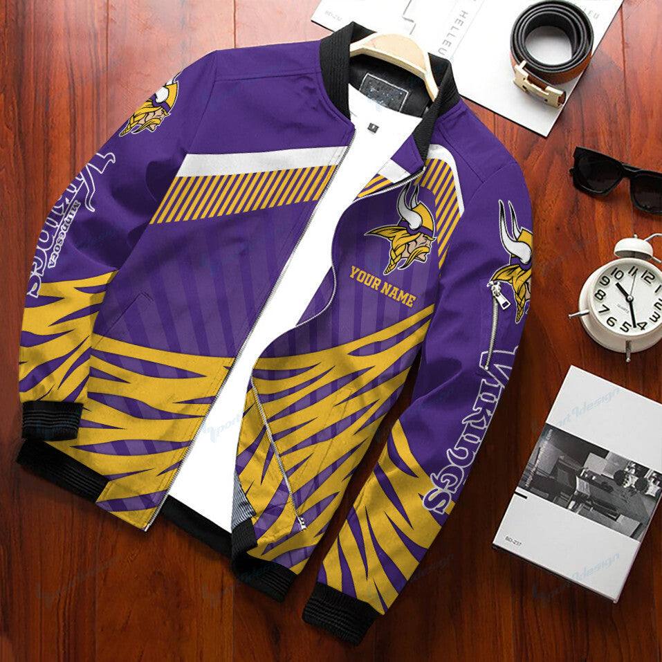 Minnesota Vikings Personalized Bomber Jacket BG398