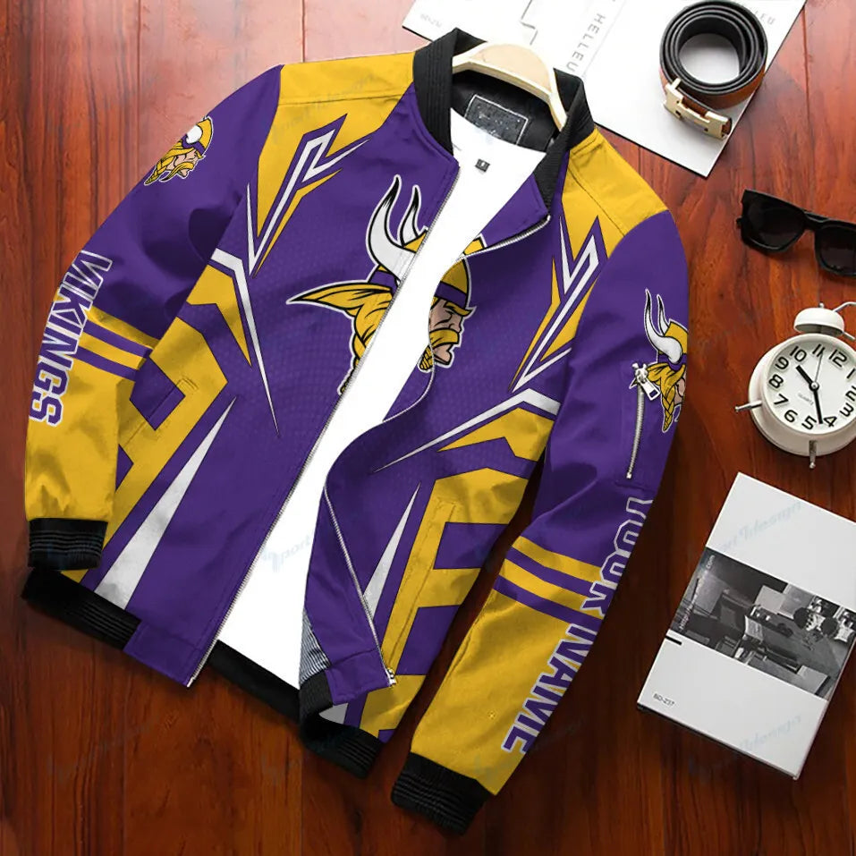 Minnesota Vikings Personalized Bomber Jacket BG431
