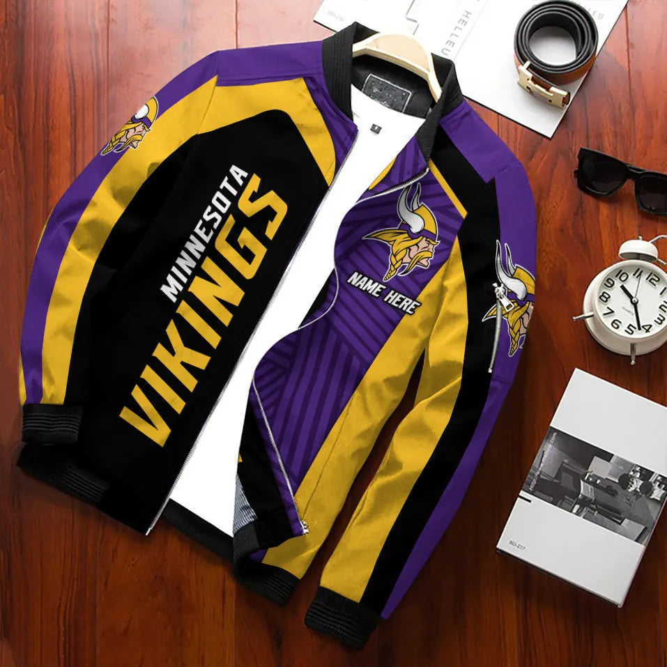 Minnesota Vikings Personalized Bomber Jacket BG528