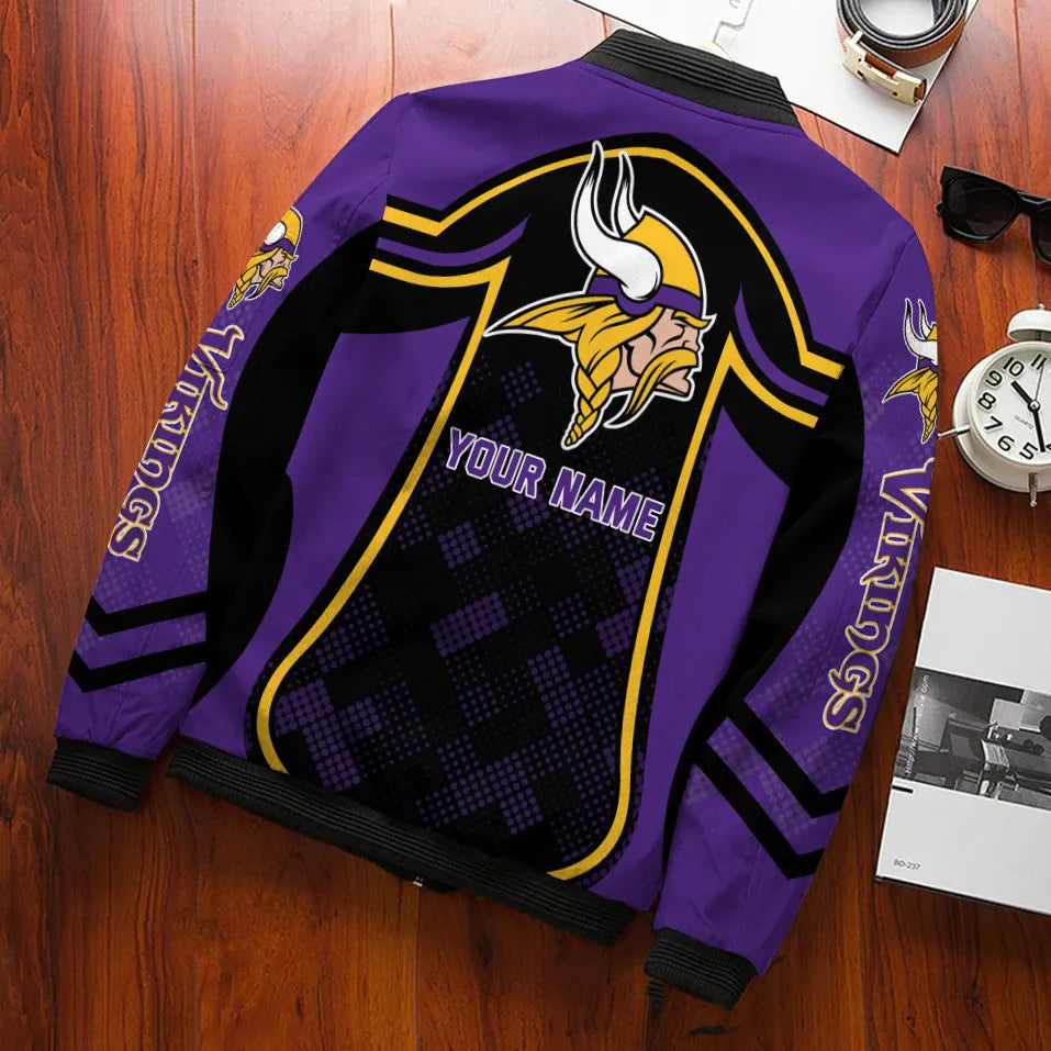 Minnesota Vikings Personalized Bomber Jacket BG634