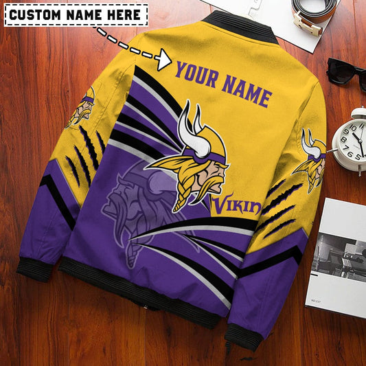 Minnesota Vikings Personalized Bomber Jacket BG676