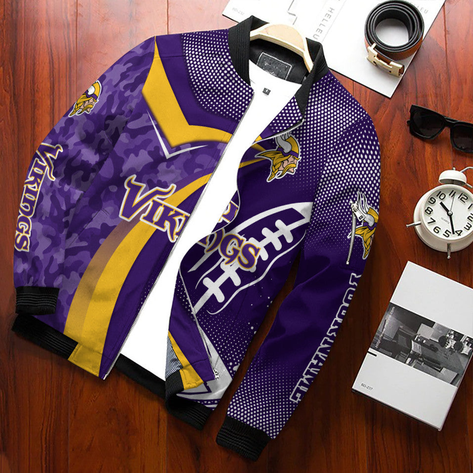 Minnesota Vikings Personalized Bomber Jacket BG721