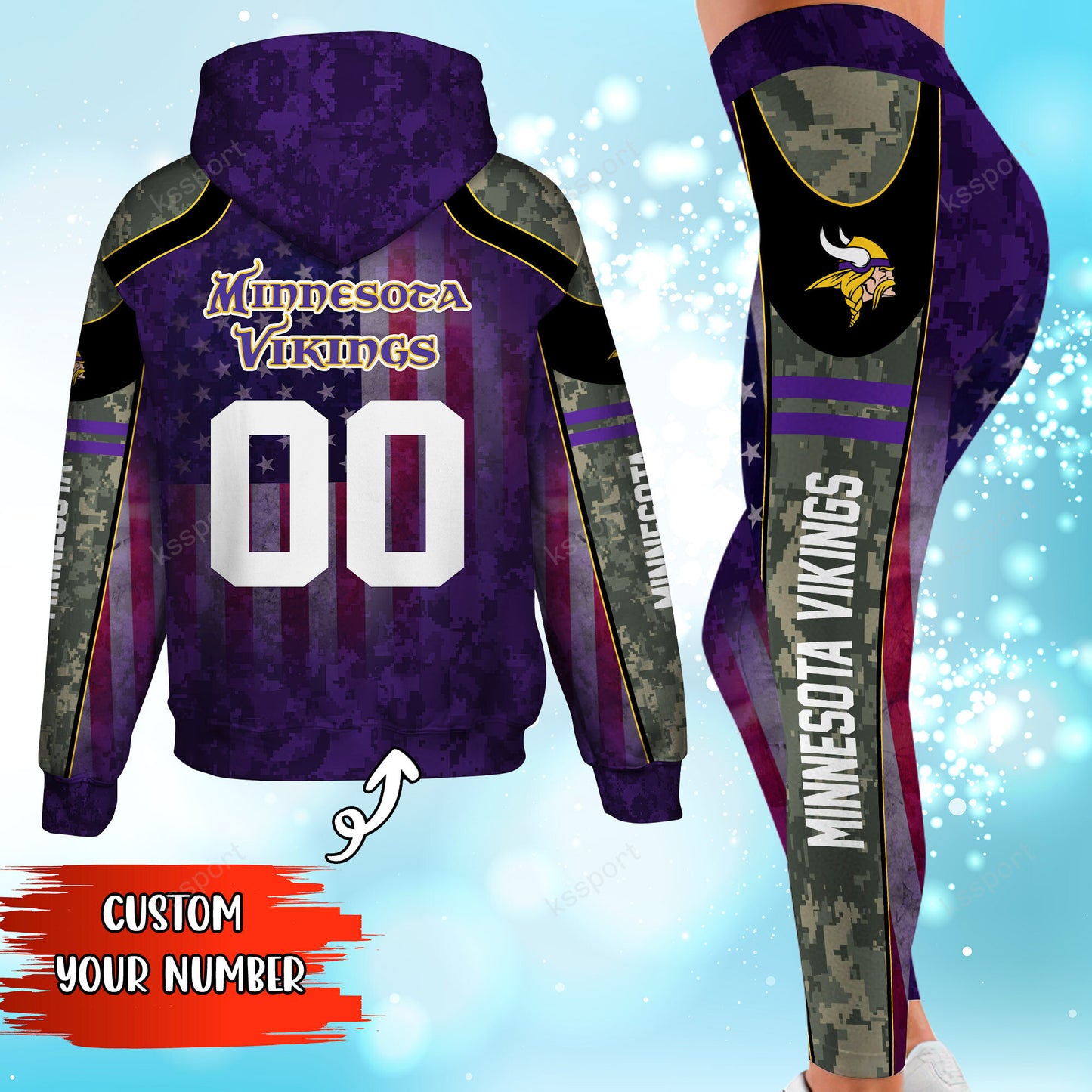 Minnesota Vikings Personalized Leggings And Hoodie BG82