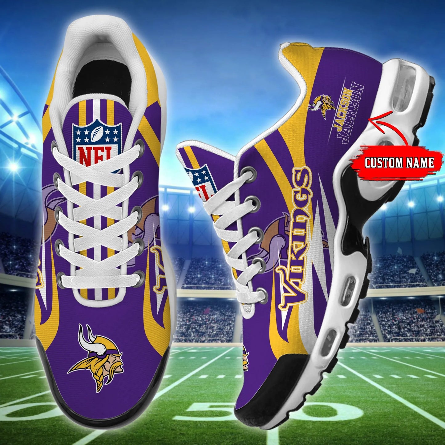 Minnesota Vikings Personalized Plus T-N Youth Sneakers BG100