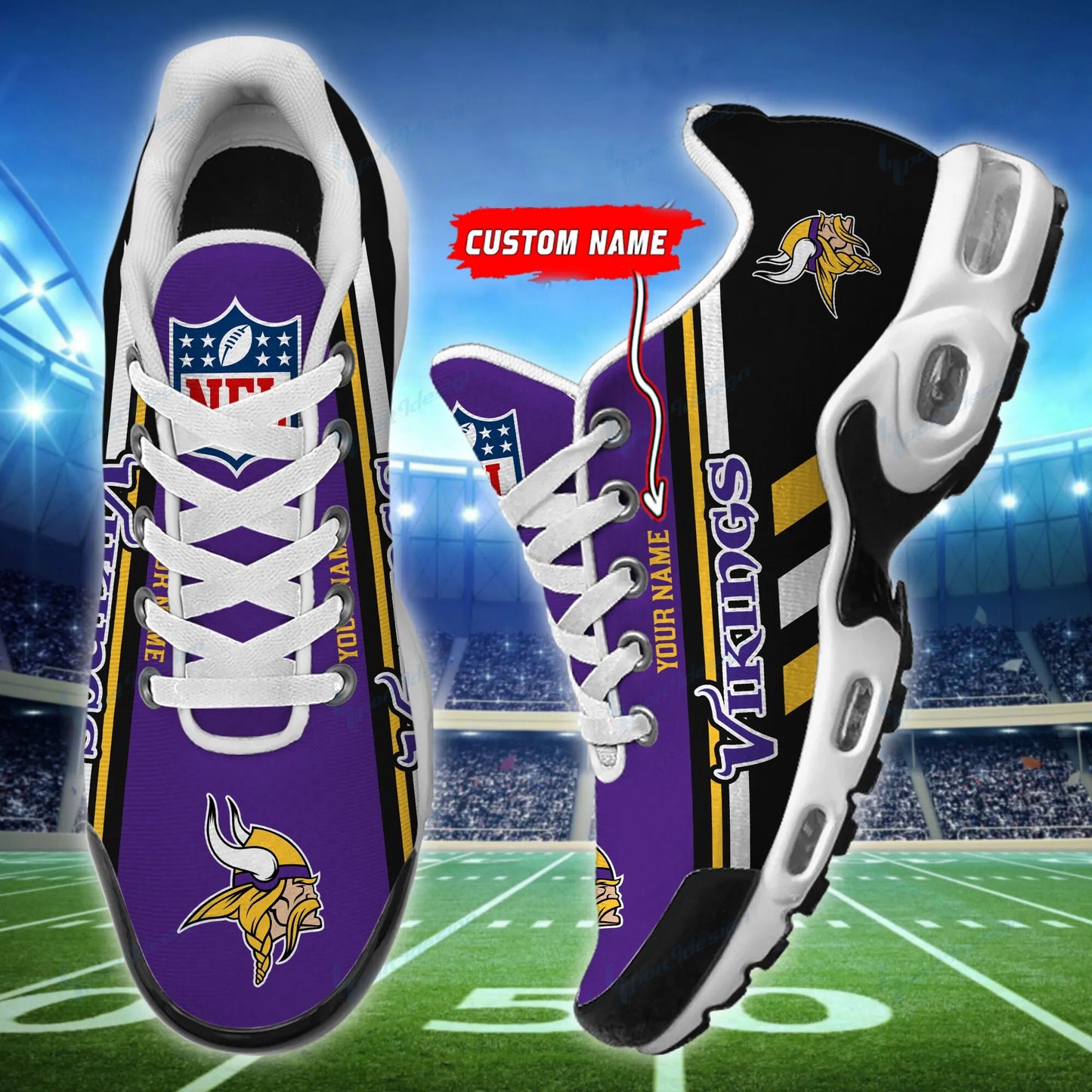 Minnesota Vikings Personalized Plus T-N Youth Sneakers BG68