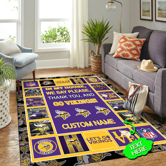 Minnesota Vikings Personalized Premium Rectangle Rug 33