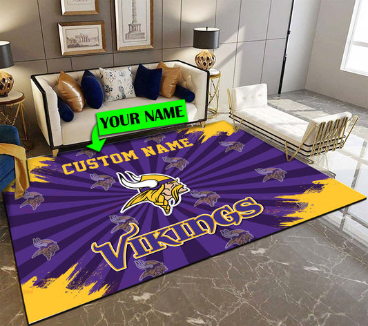 Minnesota Vikings Personalized Premium Rectangle Rug 61