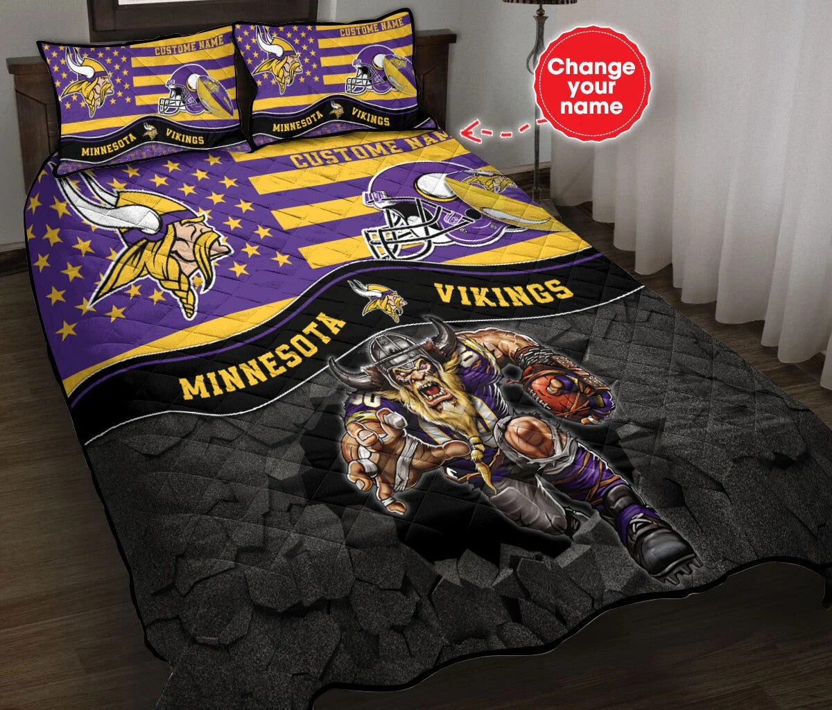 Minnesota Vikings Personalized Quilt Set BG21