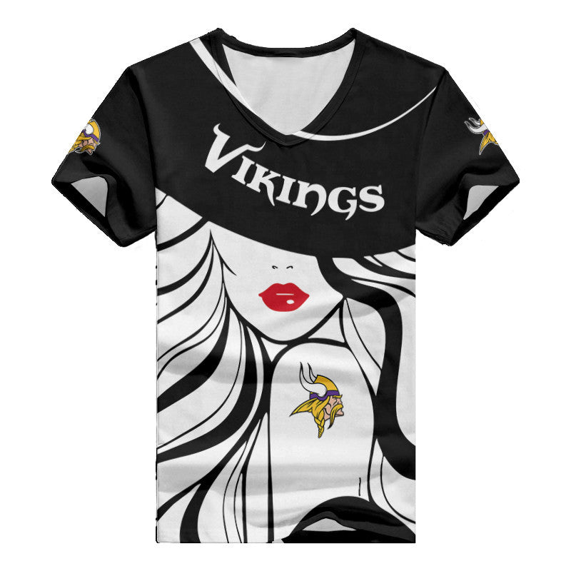 Minnesota Vikings Personalized Summer V-neck Women T-shirt 152