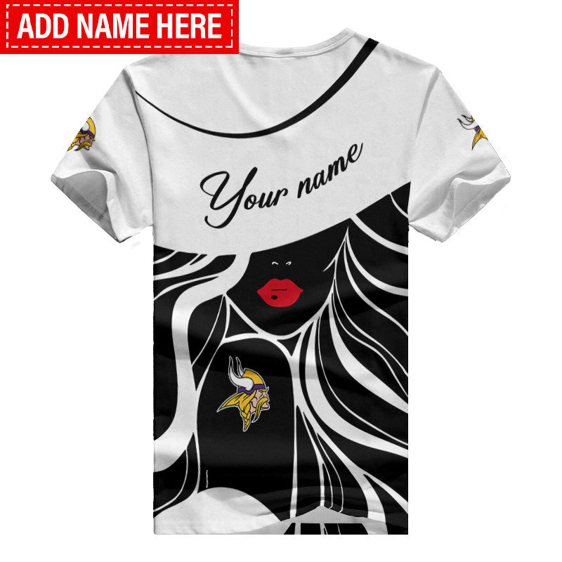 Minnesota Vikings Personalized Summer V-neck Women T-shirt 152