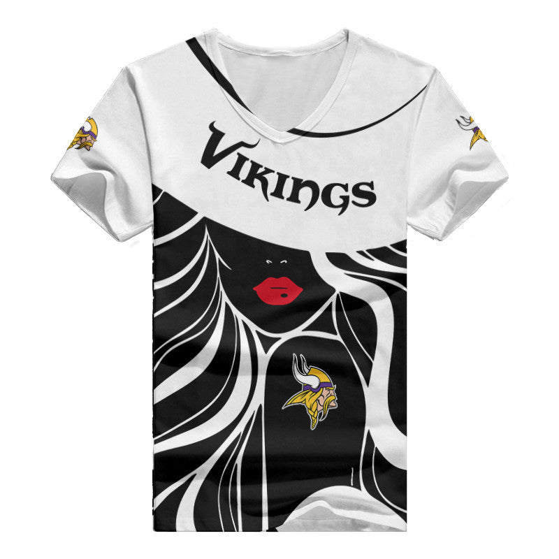 Minnesota Vikings Personalized Summer V-neck Women T-shirt 152
