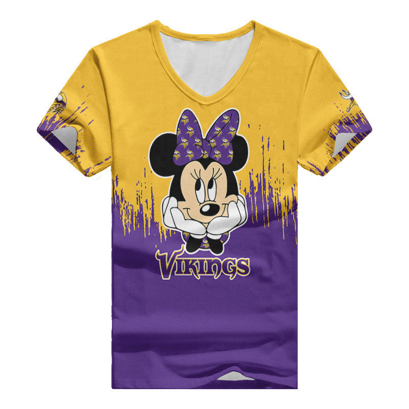 Minnesota Vikings Personalized Summer V-neck Women T-shirt BG50