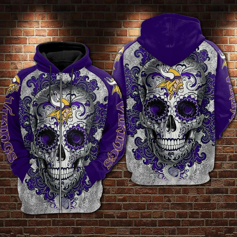 Minnesota Vikings Skull Hoodie 458