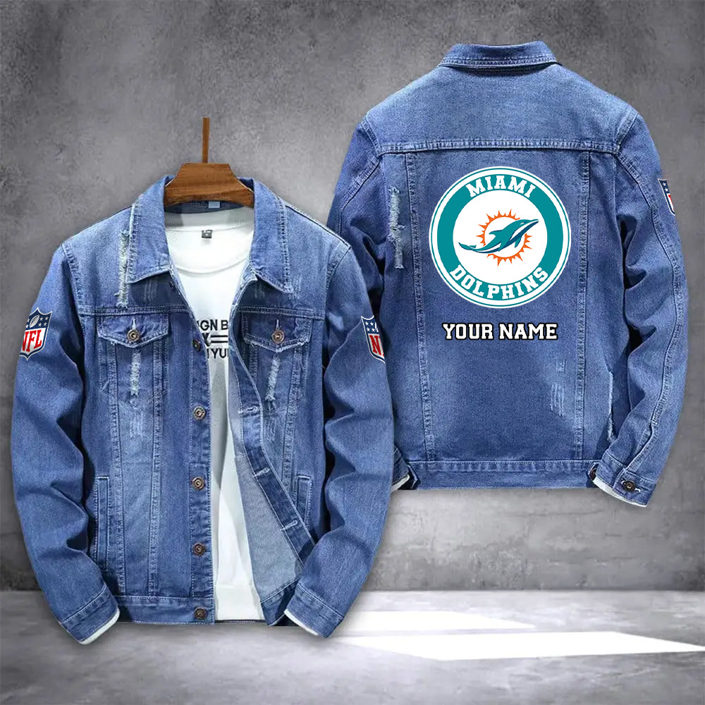 Miami Dolphins Denim Jacket AZICOTADJ000071