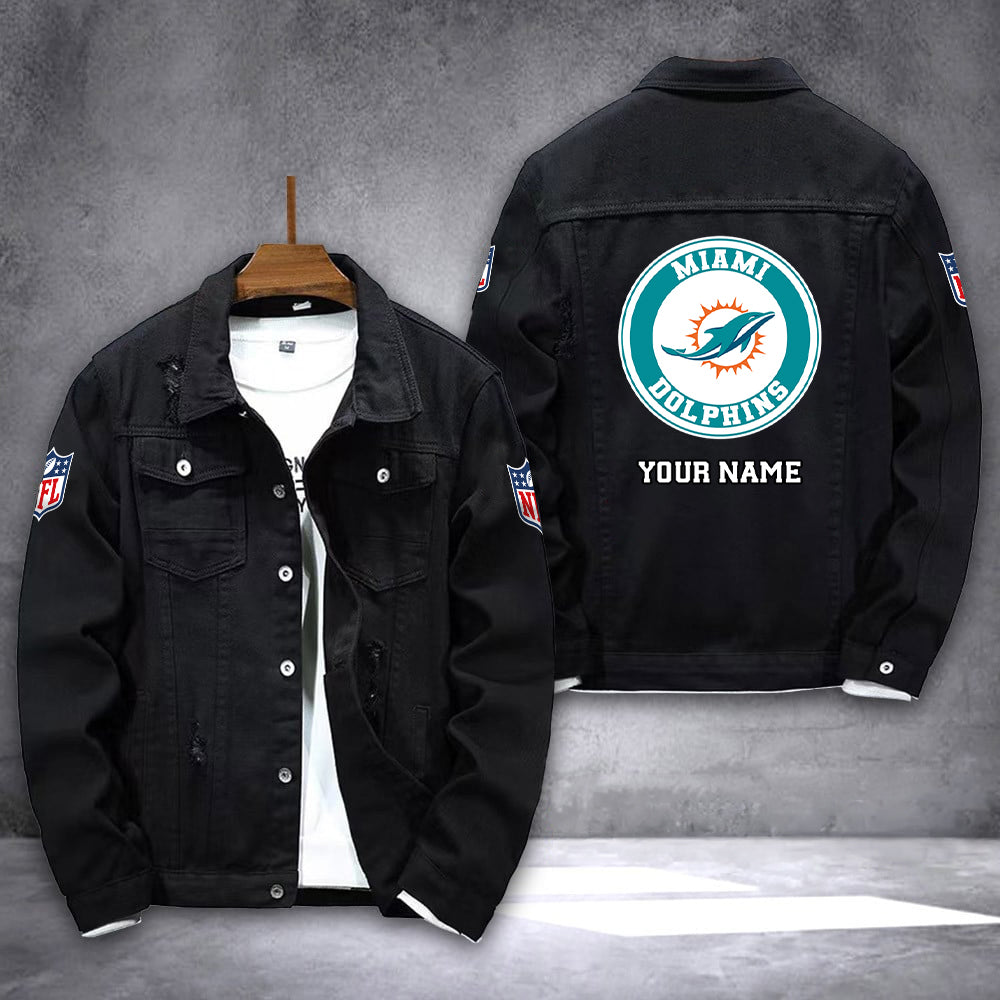 Miami Dolphins Denim Jacket AZICOTADJ000071