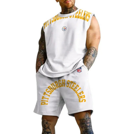 Pittsburgh Steelers Combo Men Jersey Tank Top and Shorts AZICOTATTMS00001