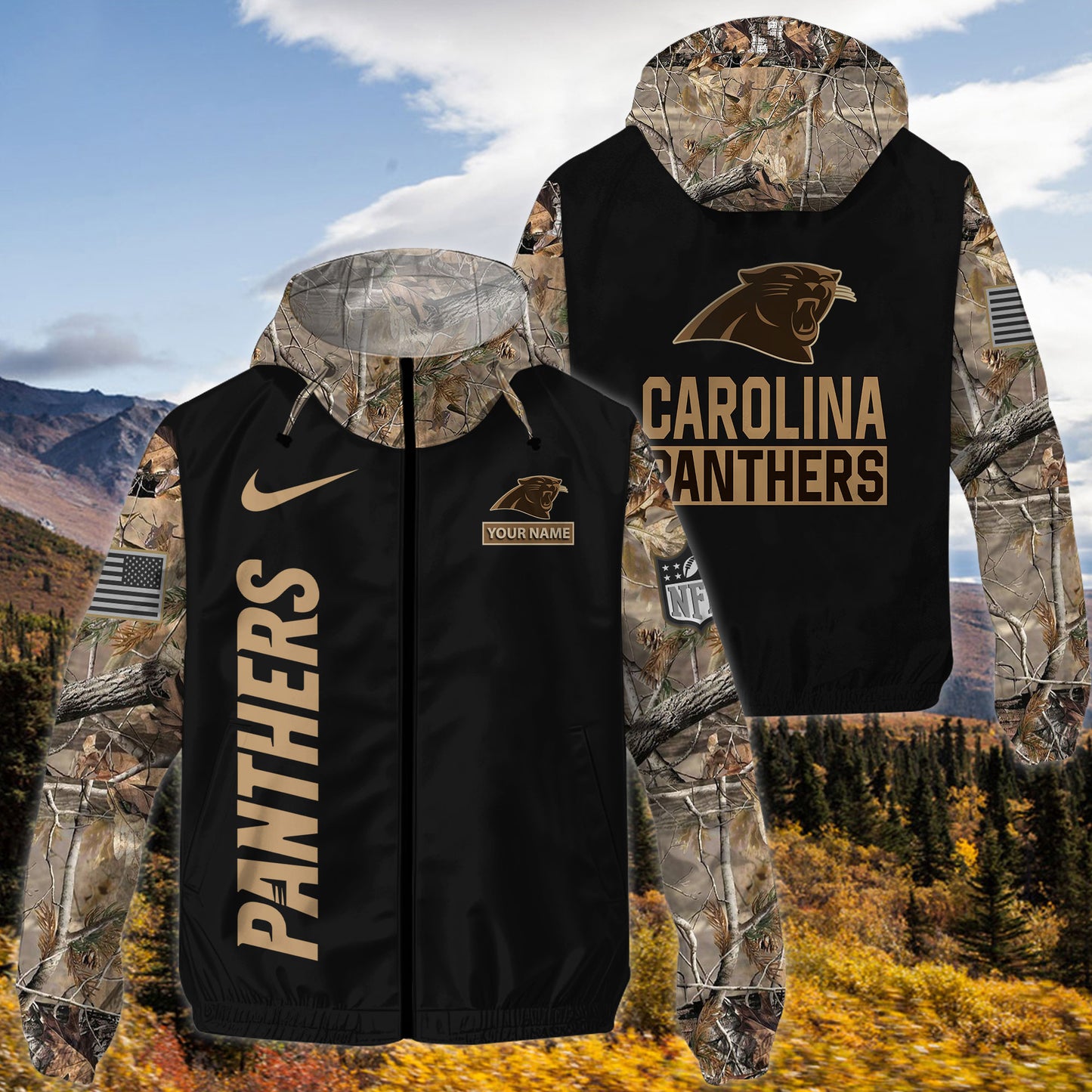 Carolina Panthers Personalized Hunting Outdoor Jacket  AZBTOJ000115