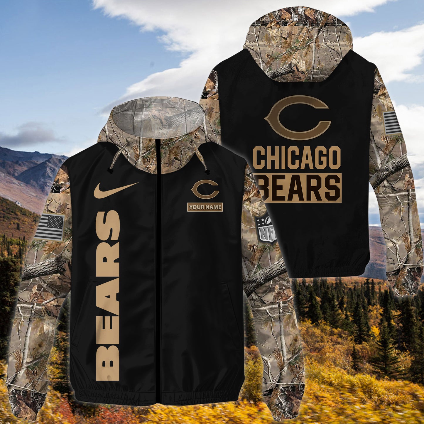 Chicago Bears Personalized Hunting Outdoor Jacket  AZBTOJ000116