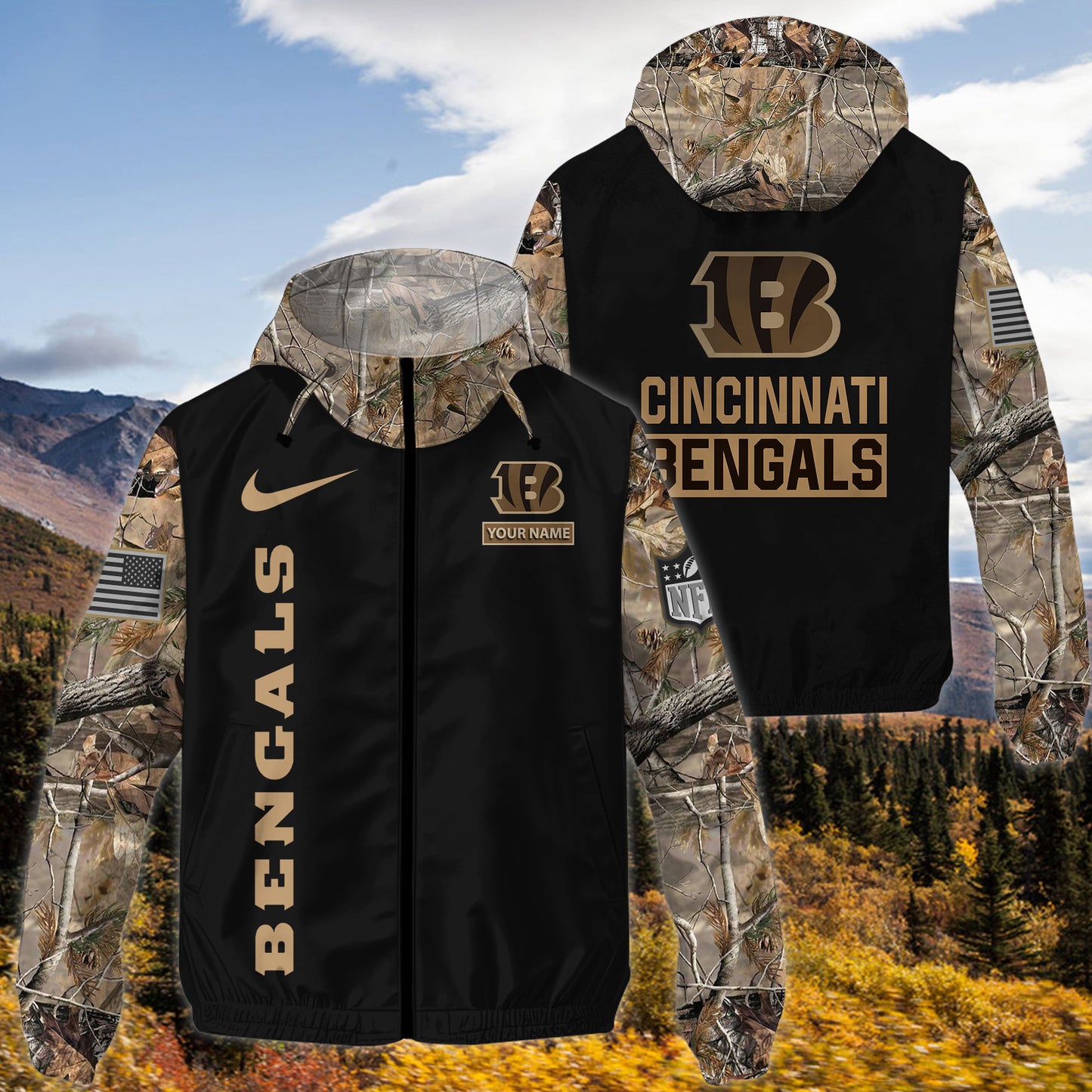 Cincinnati Bengals Personalized Hunting Outdoor Jacket  AZBTOJ000117