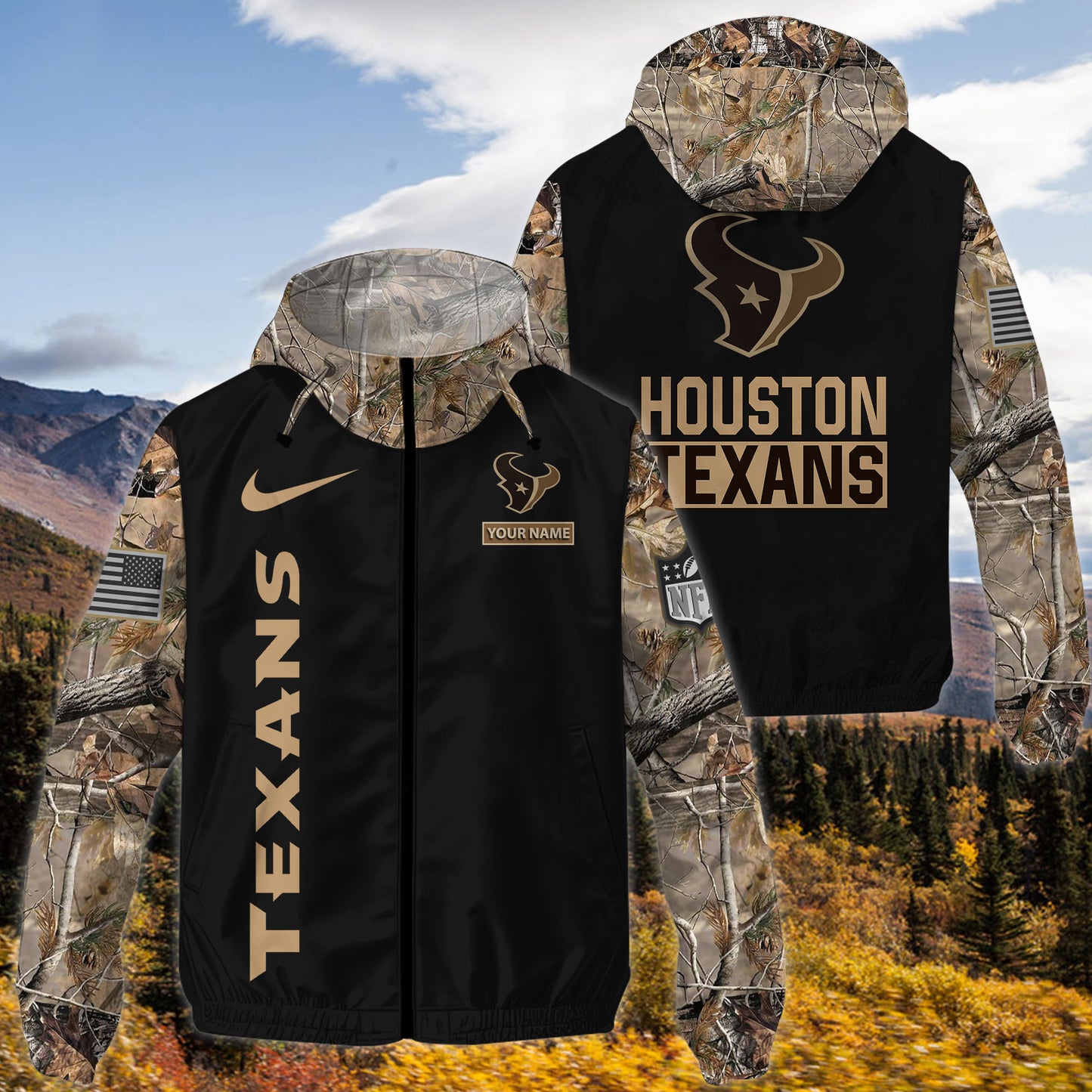 Houston Texans Personalized Hunting Outdoor Jacket  AZBTOJ000125