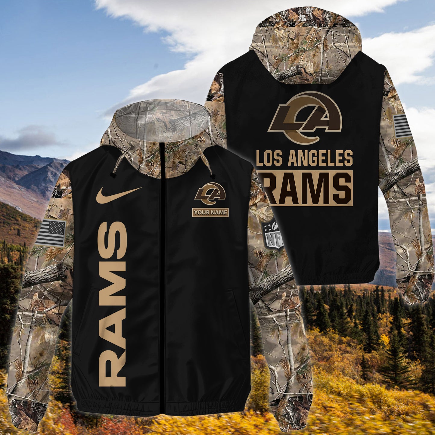 Los Angeles Rams Personalized Hunting Outdoor Jacket AZBTOJ000106