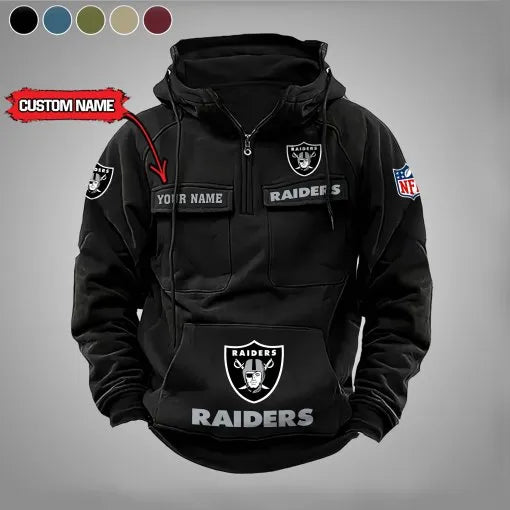 Las Vegas Raiders New Personalized Multi-Pockets Zip Hoodie AZBTMZHD000032