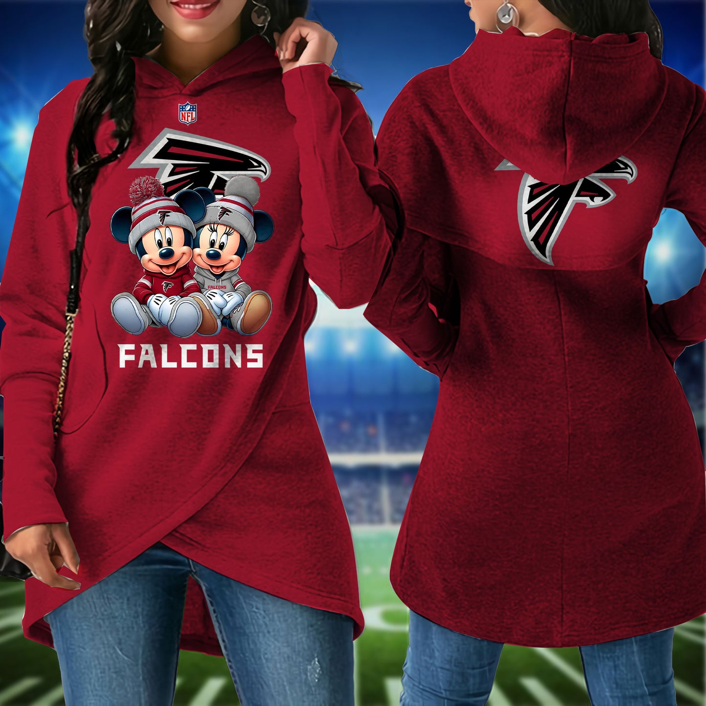 Atlanta Falcons  Mickey Limited Edition Women Irregular Hoodie AZBTWMHD000013