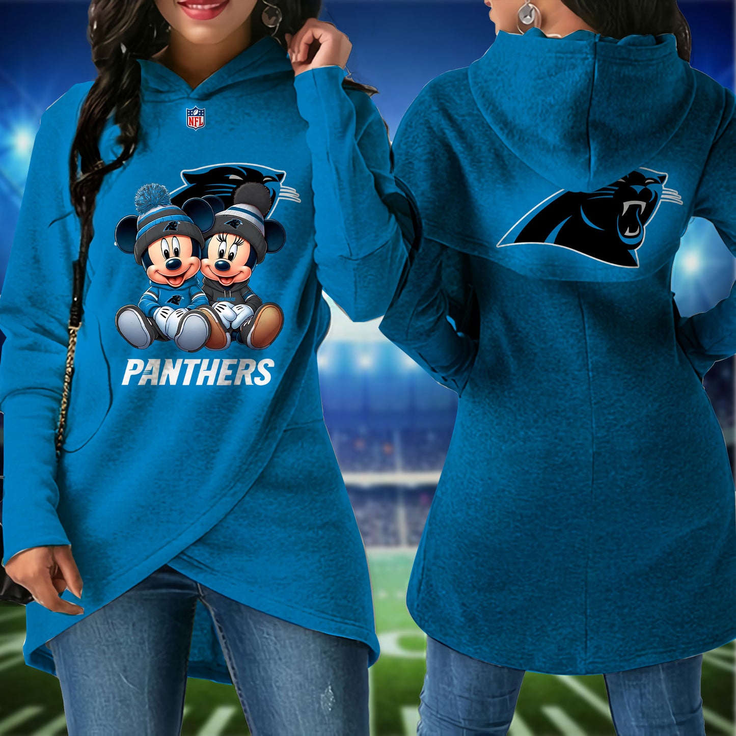 Carolina Panthers  Mickey Limited Edition Women Irregular Hoodie AZBTWMHD000016
