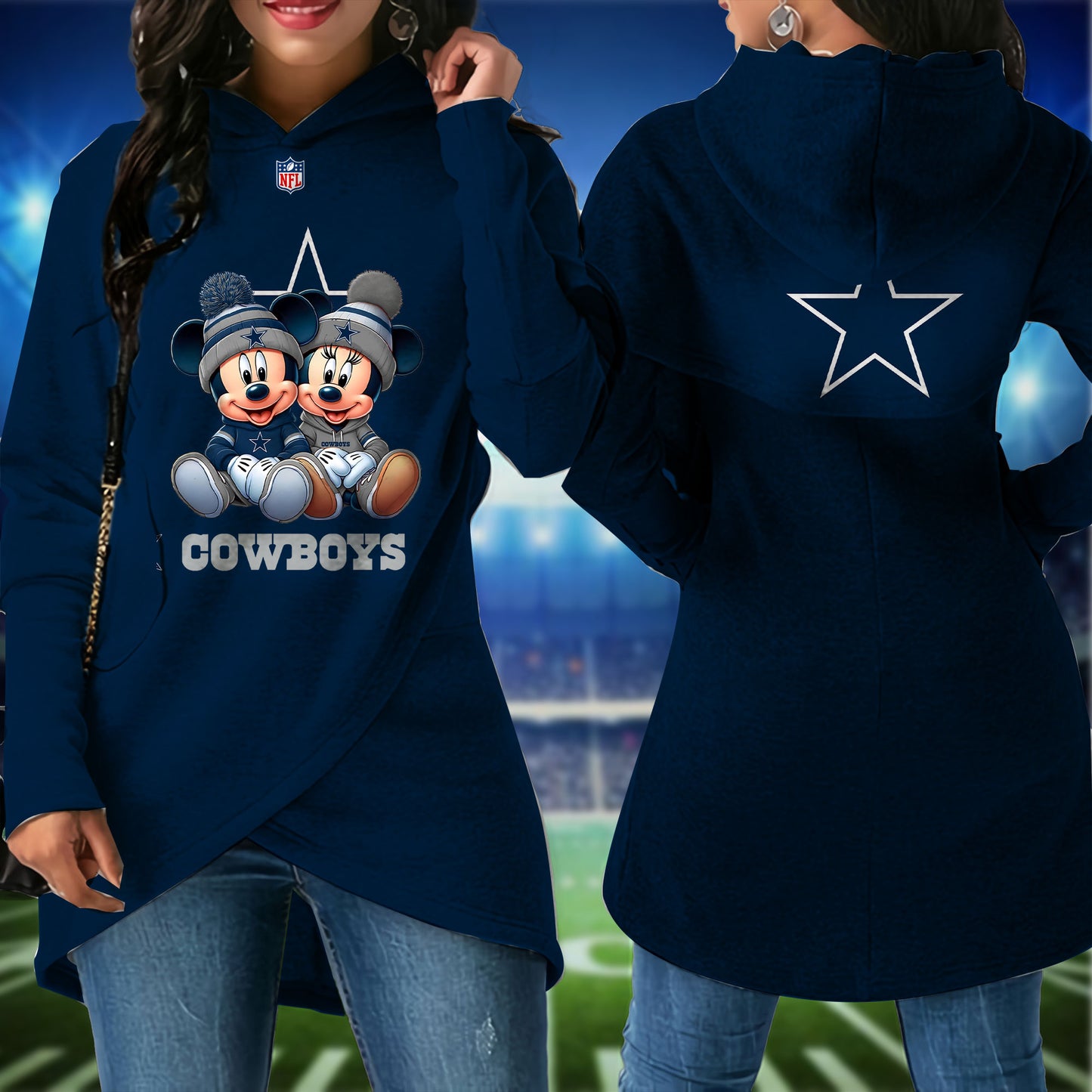 Dallas Cowboys  Mickey Limited Edition Women Irregular Hoodie AZBTWMHD000020