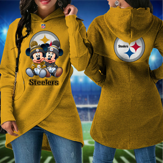 Pittsburgh Steelers  Mickey Limited Edition Women Irregular Hoodie AZBTWMHD000010