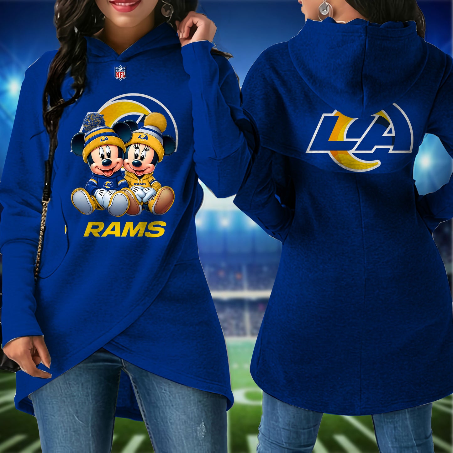 Los Angeles Rams  Mickey Limited Edition Women Irregular Hoodie AZBTWMHD000011