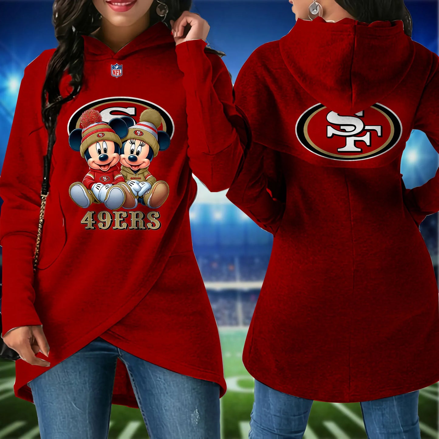 San Francisco 49ers  Mickey Limited Edition Women Irregular Hoodie AZBTWMHD000029